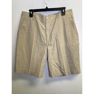 Cutter‎ & Buck Plaid Golf Shorts Men's Size 36x9 Beige Cotton
